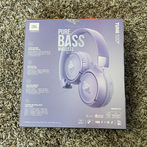 JBL Tune 520BT Bluetooth Wireless On Ear Headphones Lavender Purple NEW - Picture 2 of 7